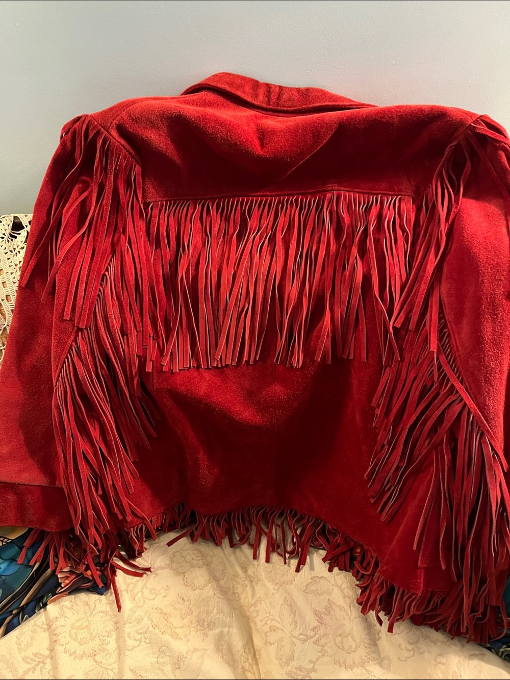 Vakko Red Suede Fringe Jacket - Picture 4 of 11